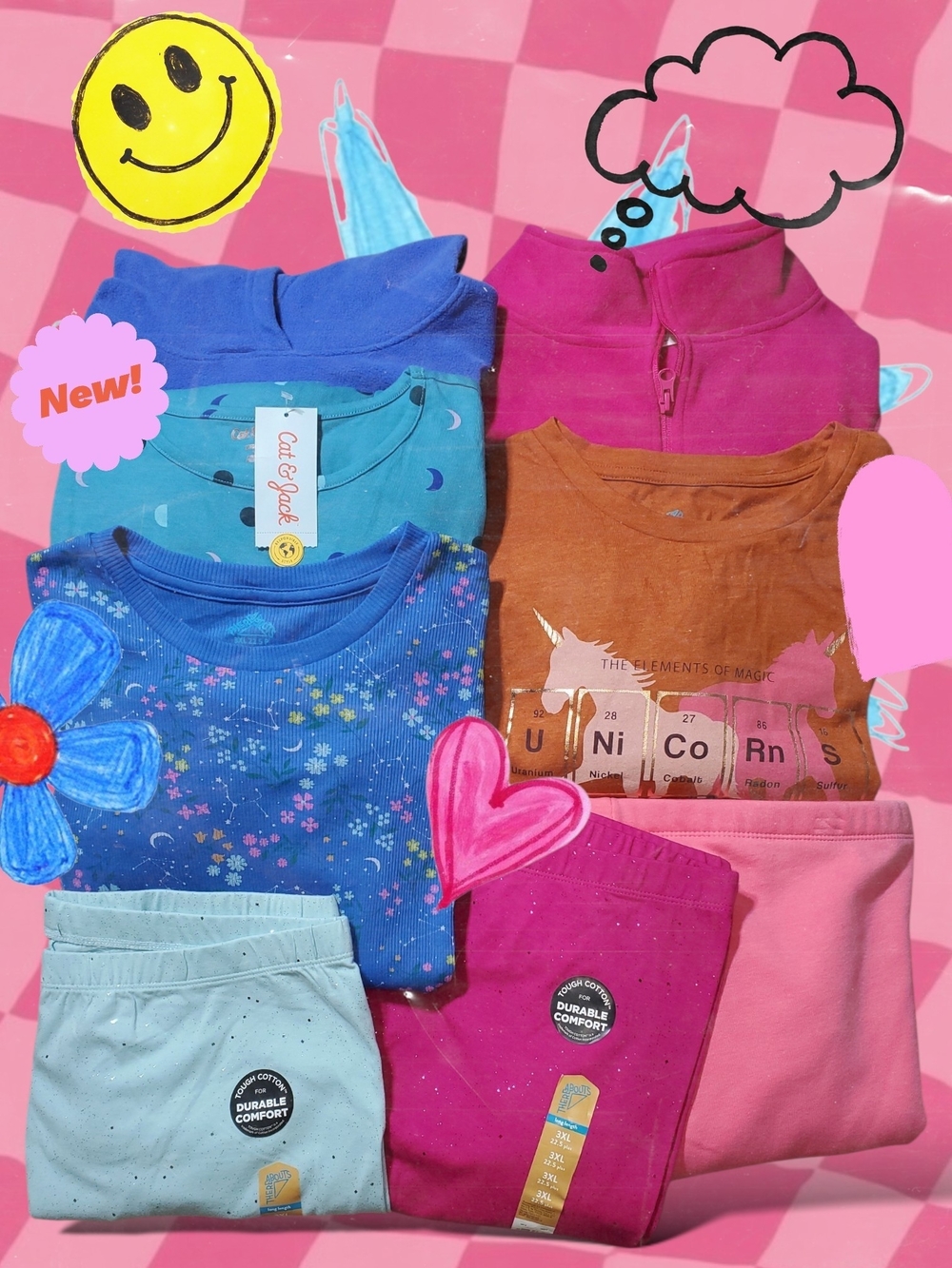 Girls Back To School Bundle 8pc New Fleece Long Sleeve